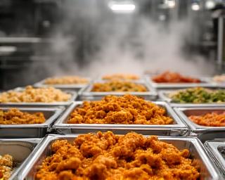 Large format fried chicken trays for group catering