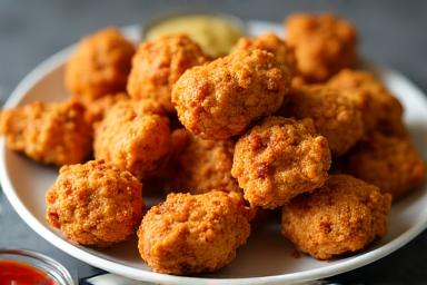 Signature golden fried chicken platter with dipping sauces